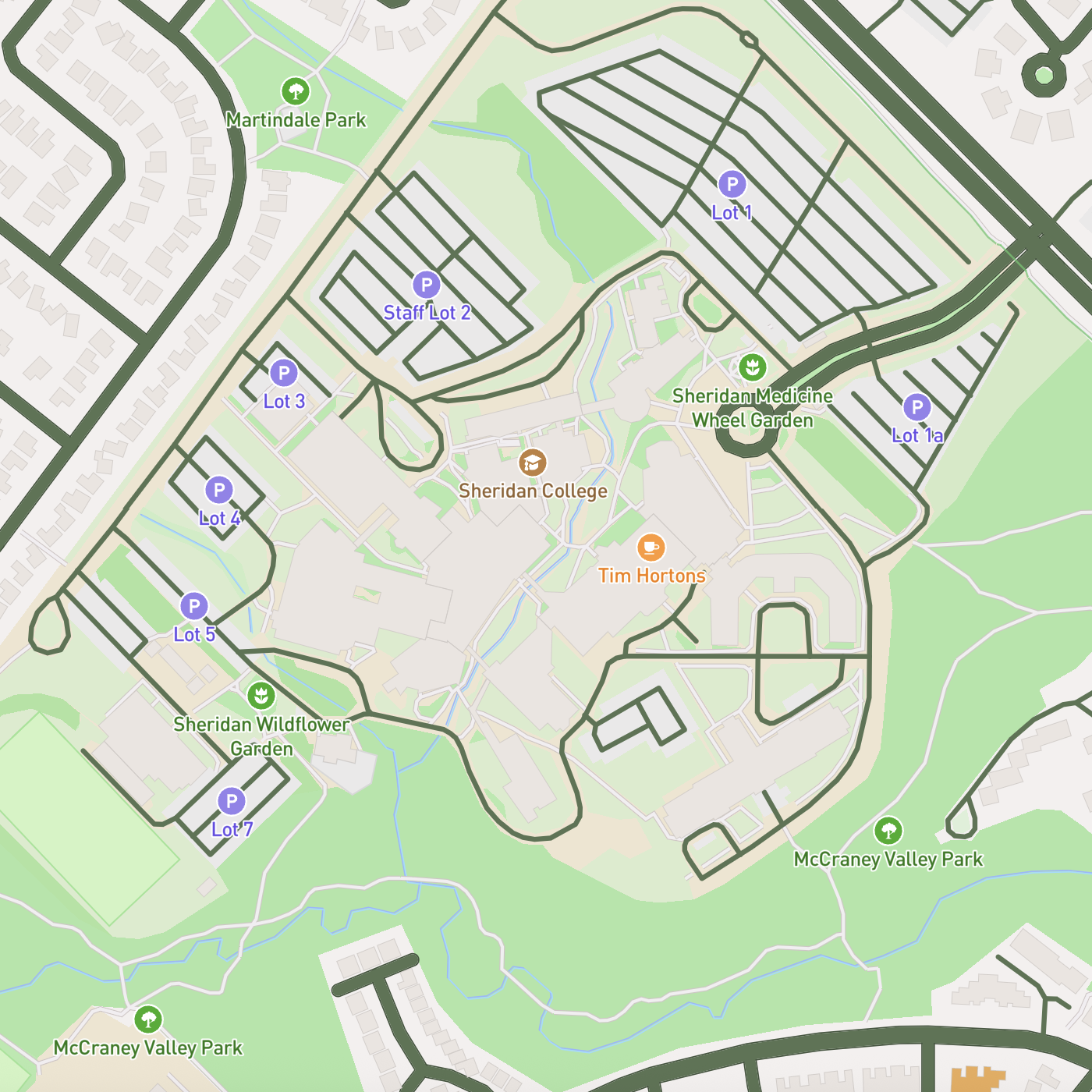 The first thing I tried was playing with the different colours available for different types of layers. I used the default map style as Steve showed in the tutorial, and then I made the roadways a dark green.